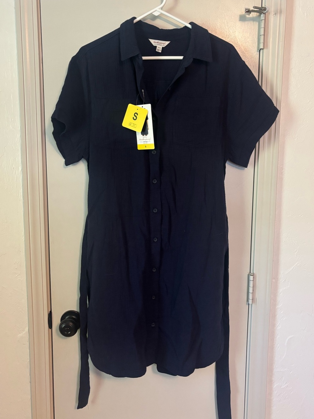 Button-Front Navy Shirt Dress | Size Small